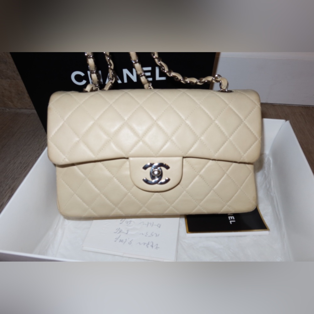 RARE Chanel Classic Double Flap Bag Quilted Lambskin Small Authentic W Receipt